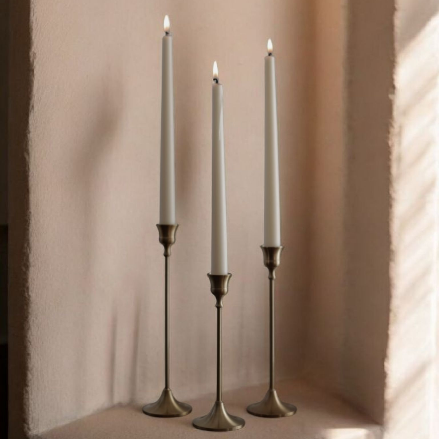 Handgefertigte KLASSIK Stabkerzen aus cremefarbenem Sojawachs, 2er Set, hergestellt in Zürich - AVIVA Schweiz